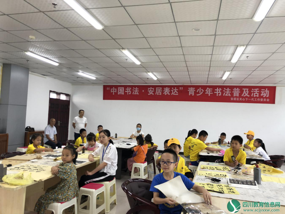安居区关工委组织书法志愿者走进夏令营