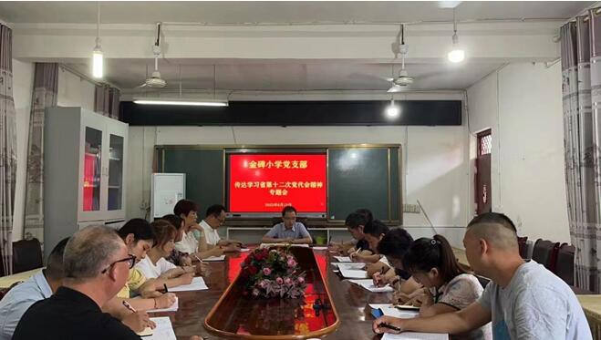 巴州区金碑小学传达学习省第十二次党代会和省委十二届一次全会精神